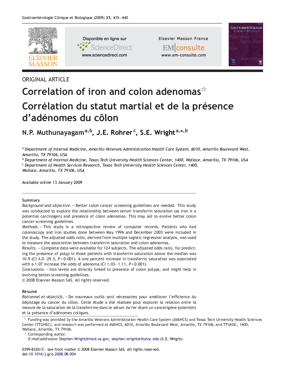 Correlation of iron and colon adenomas