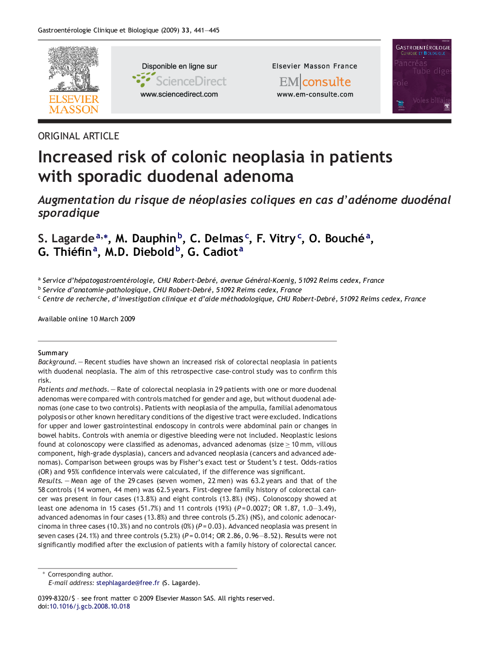 Increased risk of colonic neoplasia in patients with sporadic duodenal adenoma