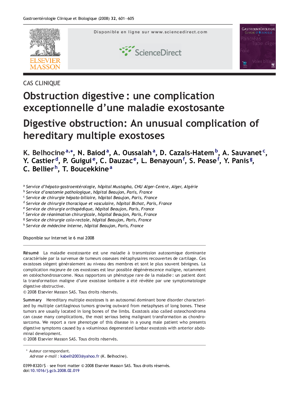 Obstruction digestive : une complication exceptionnelle d’une maladie exostosante