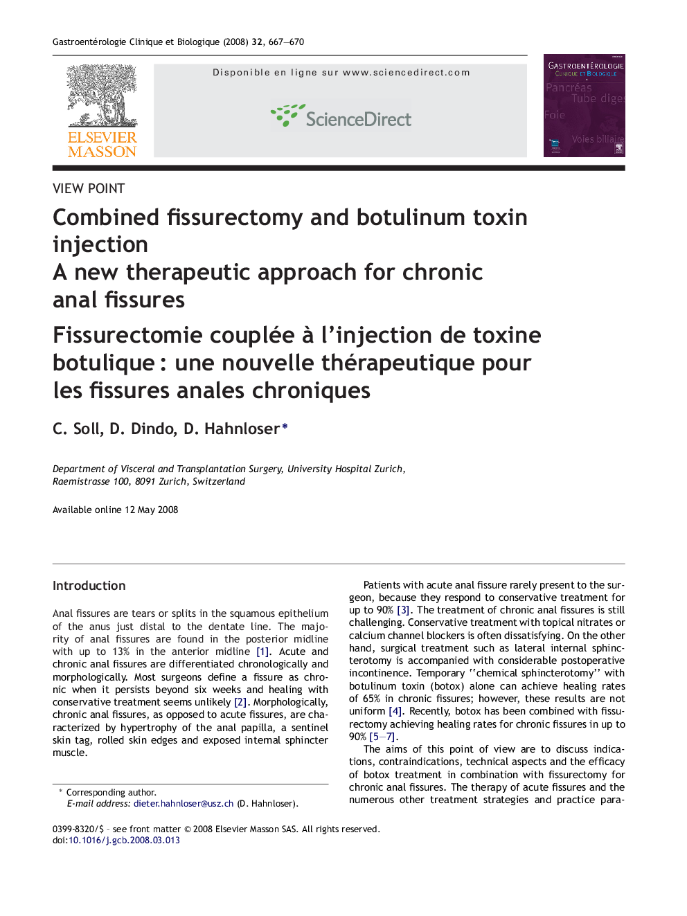 Combined fissurectomy and botulinum toxin injection