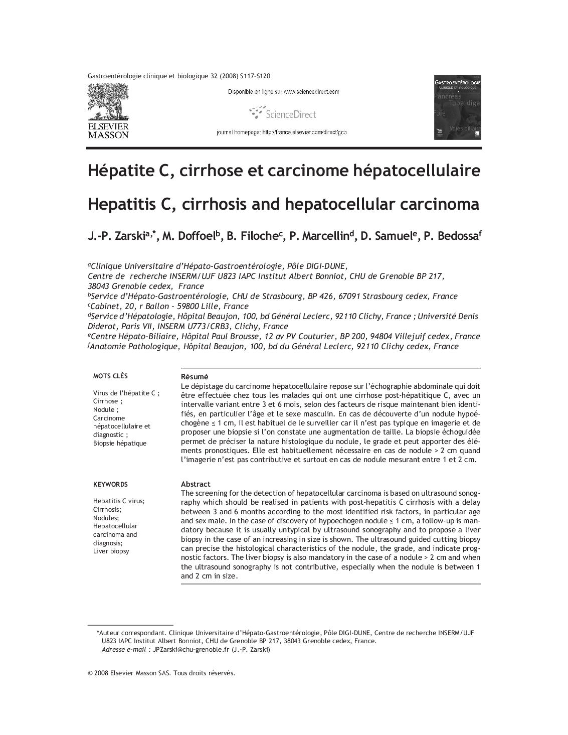 Hépatite C, cirrhose et carcinome hépatocellulaire