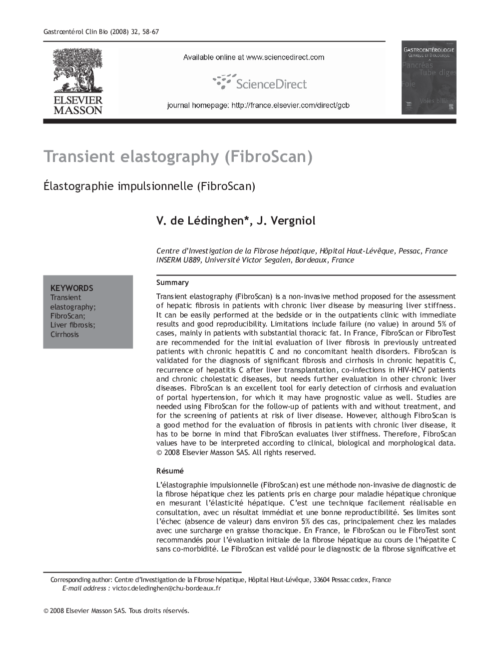 Transient elastography (FibroScan)