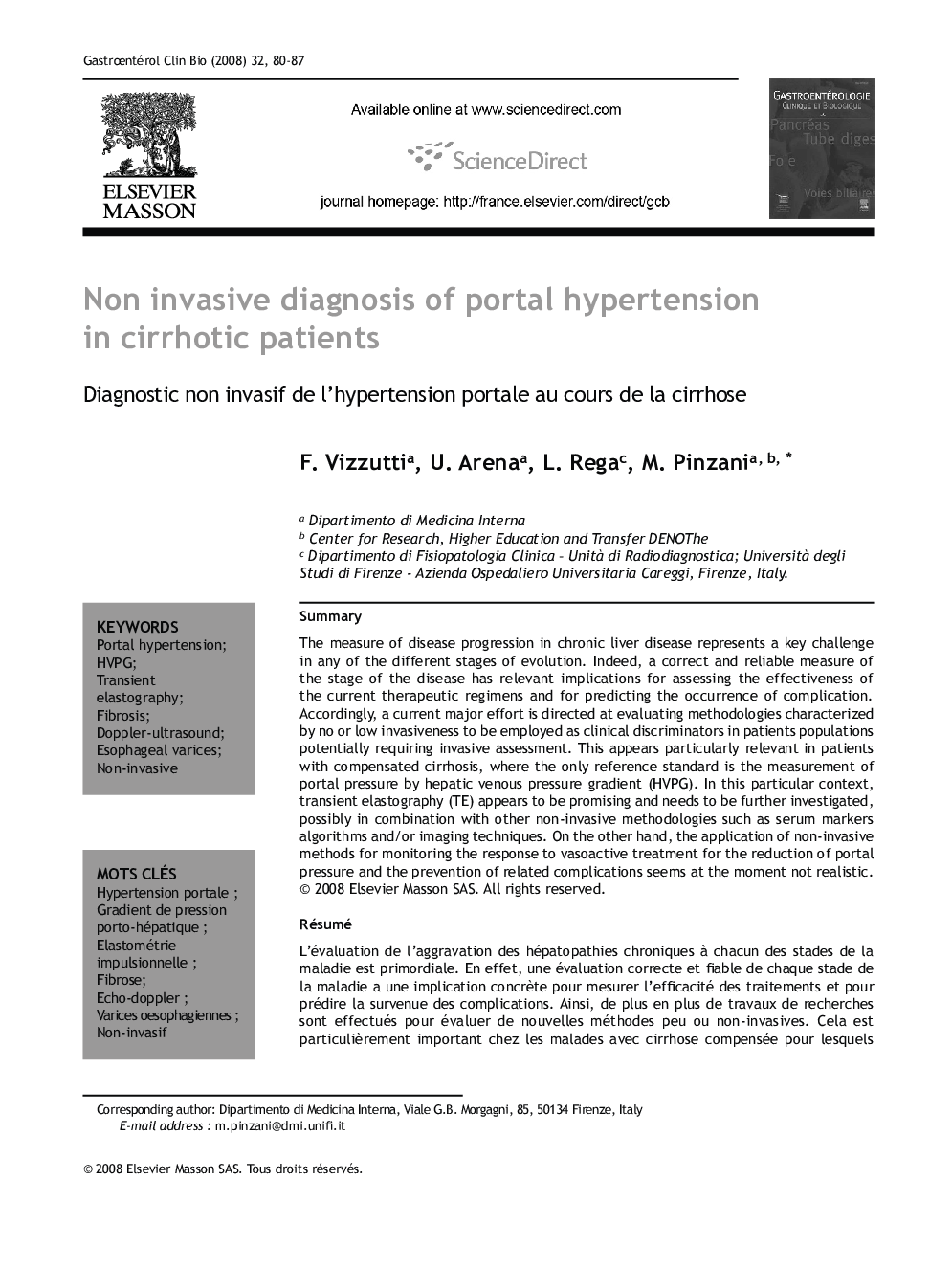 Non invasive diagnosis of portal hypertension in cirrhotic patients