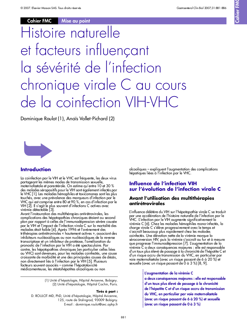 Histoire naturelle et facteurs influençant la sévérité de l'infection chronique virale C au cours de la coinfection VIH-VHC