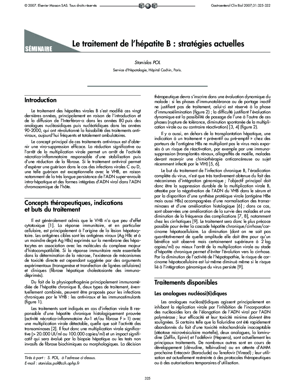 Le traitement de l'hépatite B : stratégies actuelles