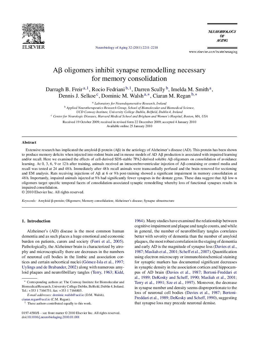 Aβ oligomers inhibit synapse remodelling necessary for memory consolidation