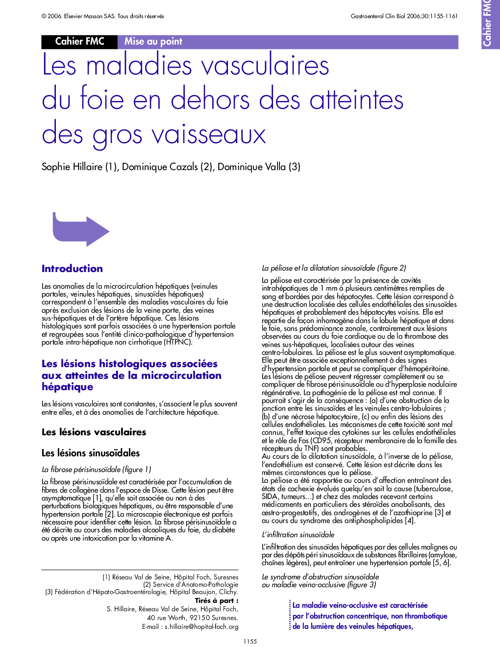 Les maladies vasculaires du foie en dehors des atteintes des gros vaisseaux