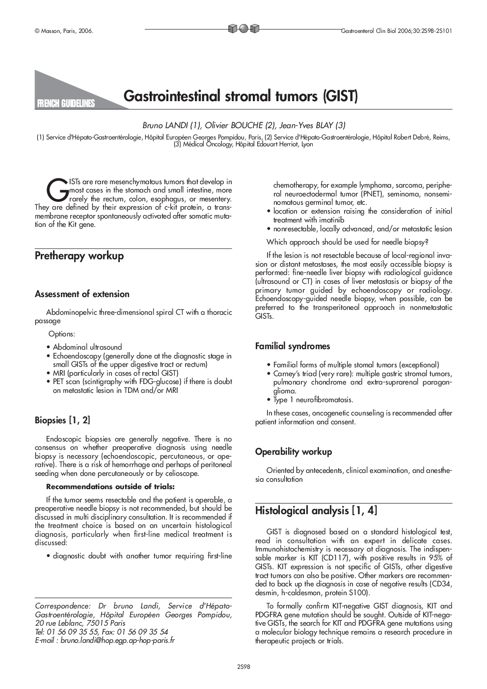 Gastrointestinal stromal tumors (GIST)