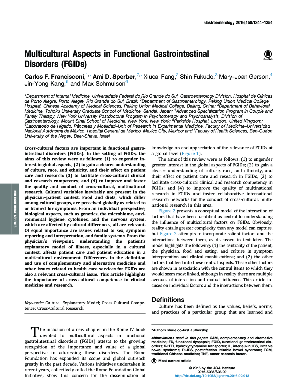 Multicultural Aspects in Functional Gastrointestinal Disorders (FGIDs)