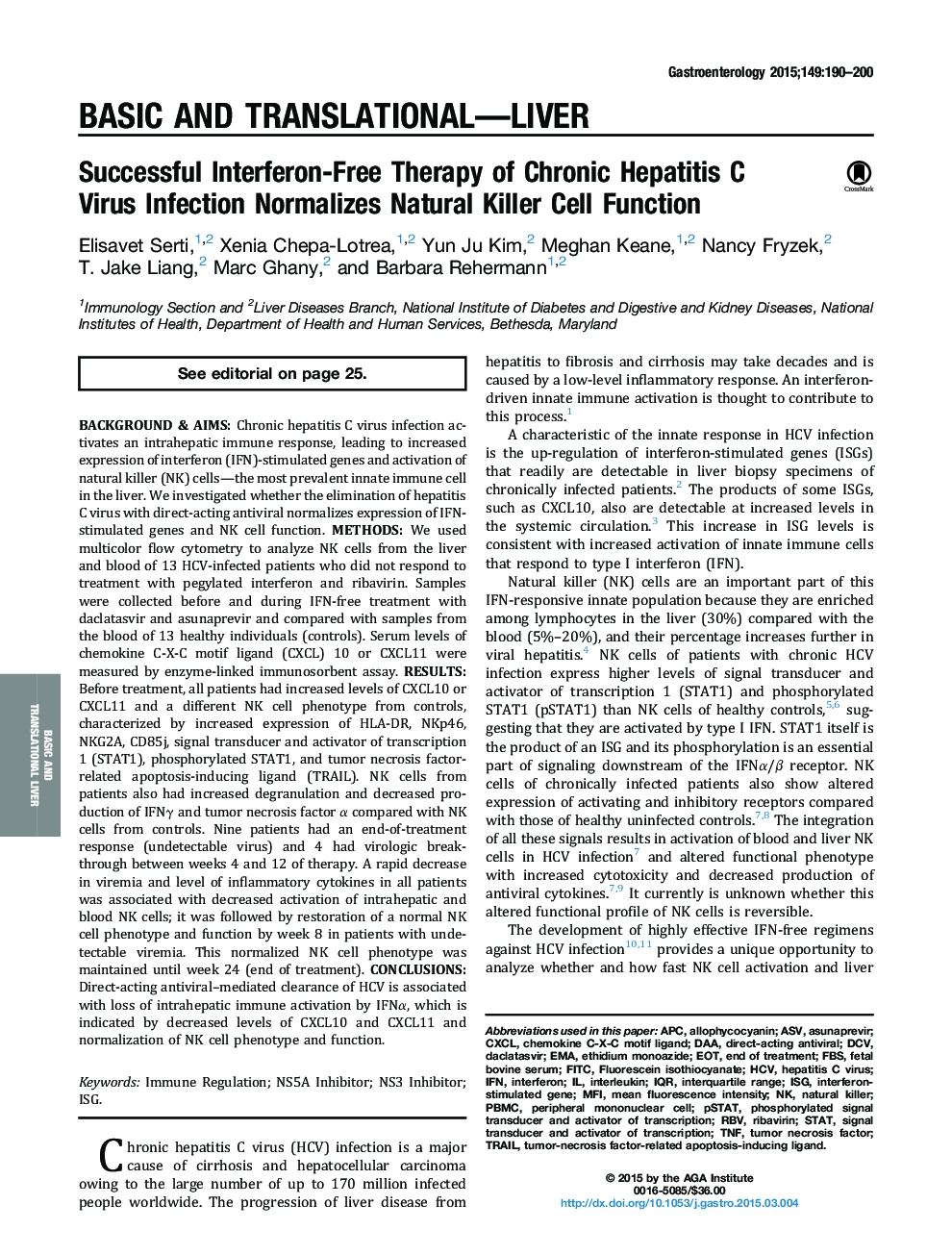 Successful Interferon-Free Therapy of Chronic Hepatitis C Virus Infection Normalizes Natural Killer Cell Function