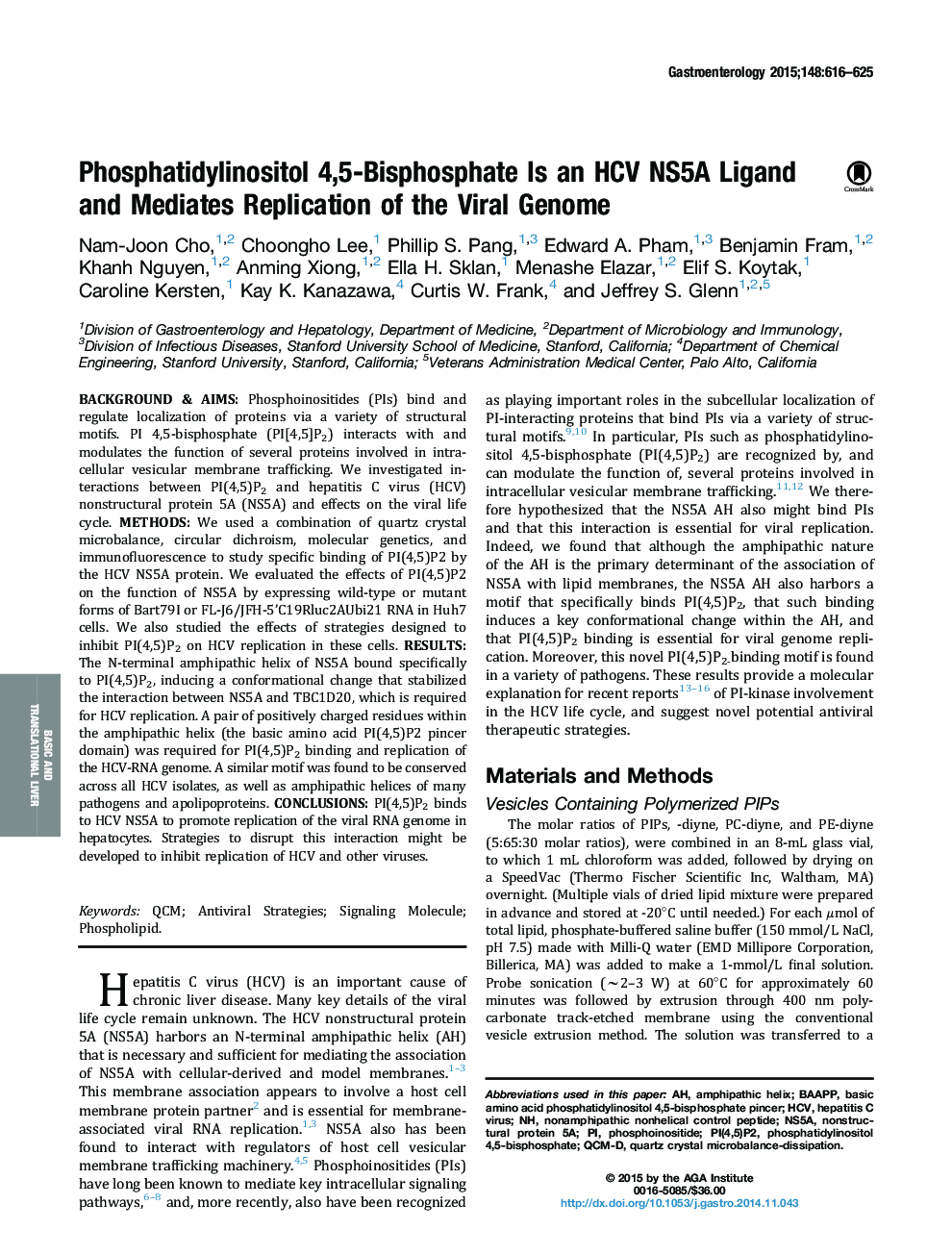 Phosphatidylinositol 4,5-Bisphosphate Is an HCV NS5A Ligand and Mediates Replication of the Viral Genome 