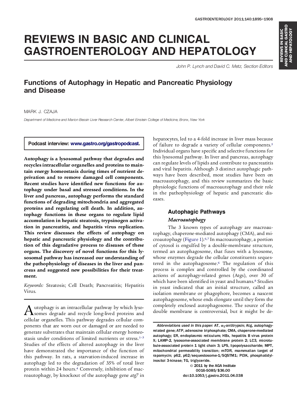 Functions of Autophagy in Hepatic and Pancreatic Physiology and Disease