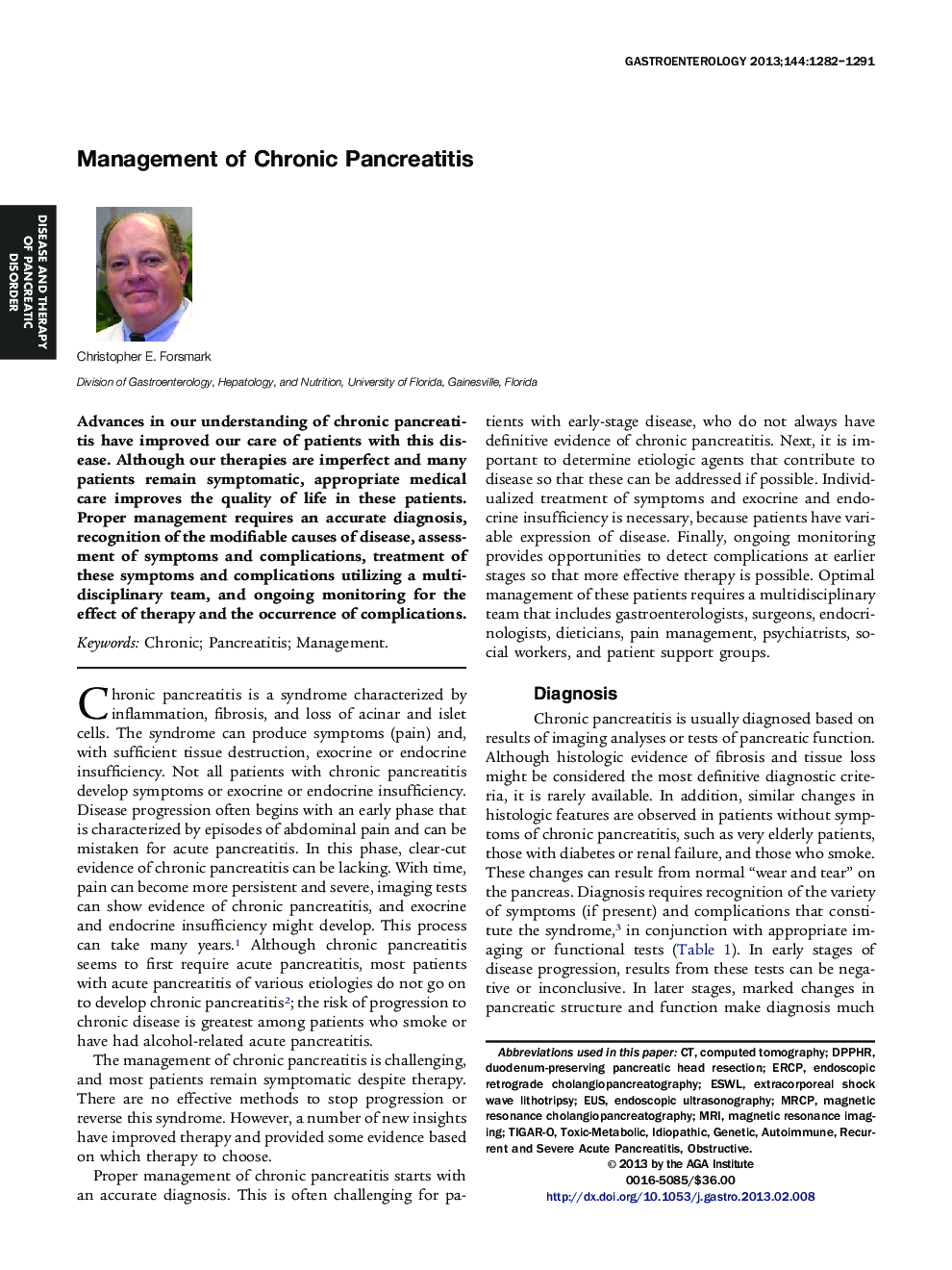 Management of Chronic Pancreatitis