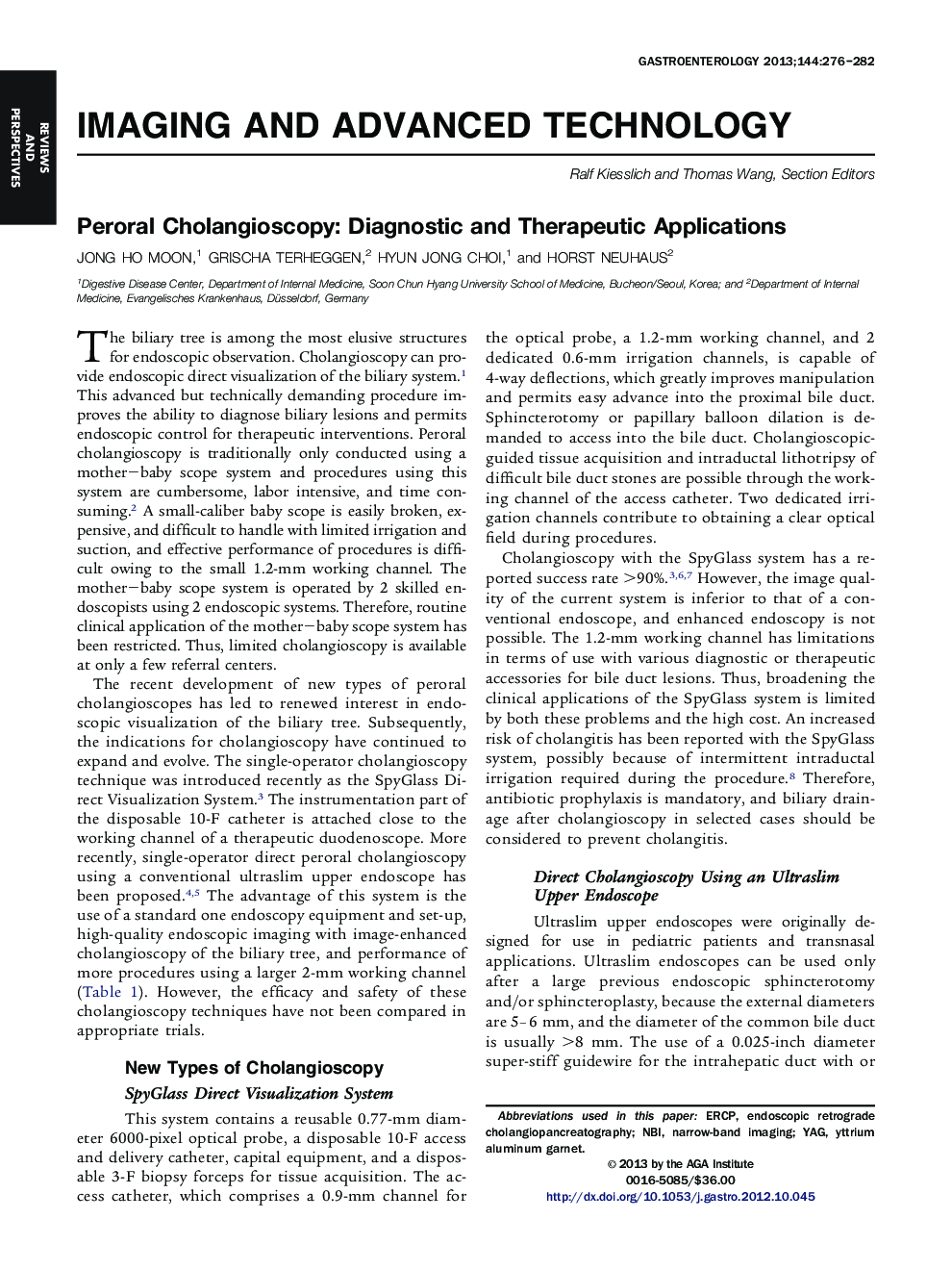 Peroral Cholangioscopy: Diagnostic and Therapeutic Applications