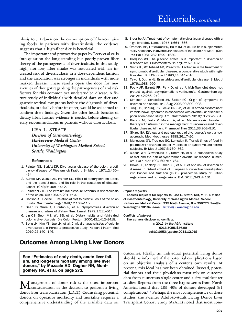 Outcomes Among Living Liver Donors
