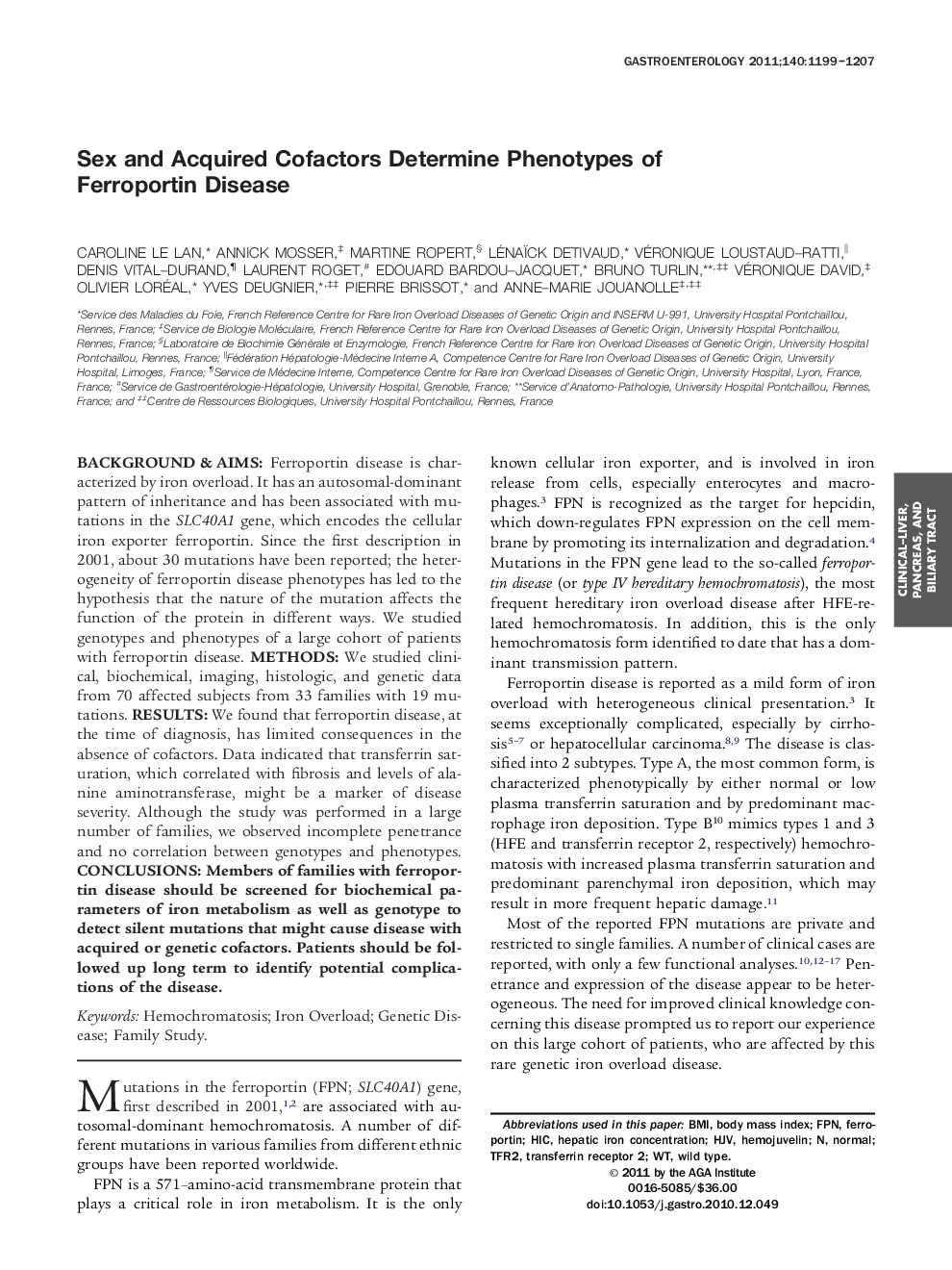 Sex and Acquired Cofactors Determine Phenotypes of Ferroportin Disease