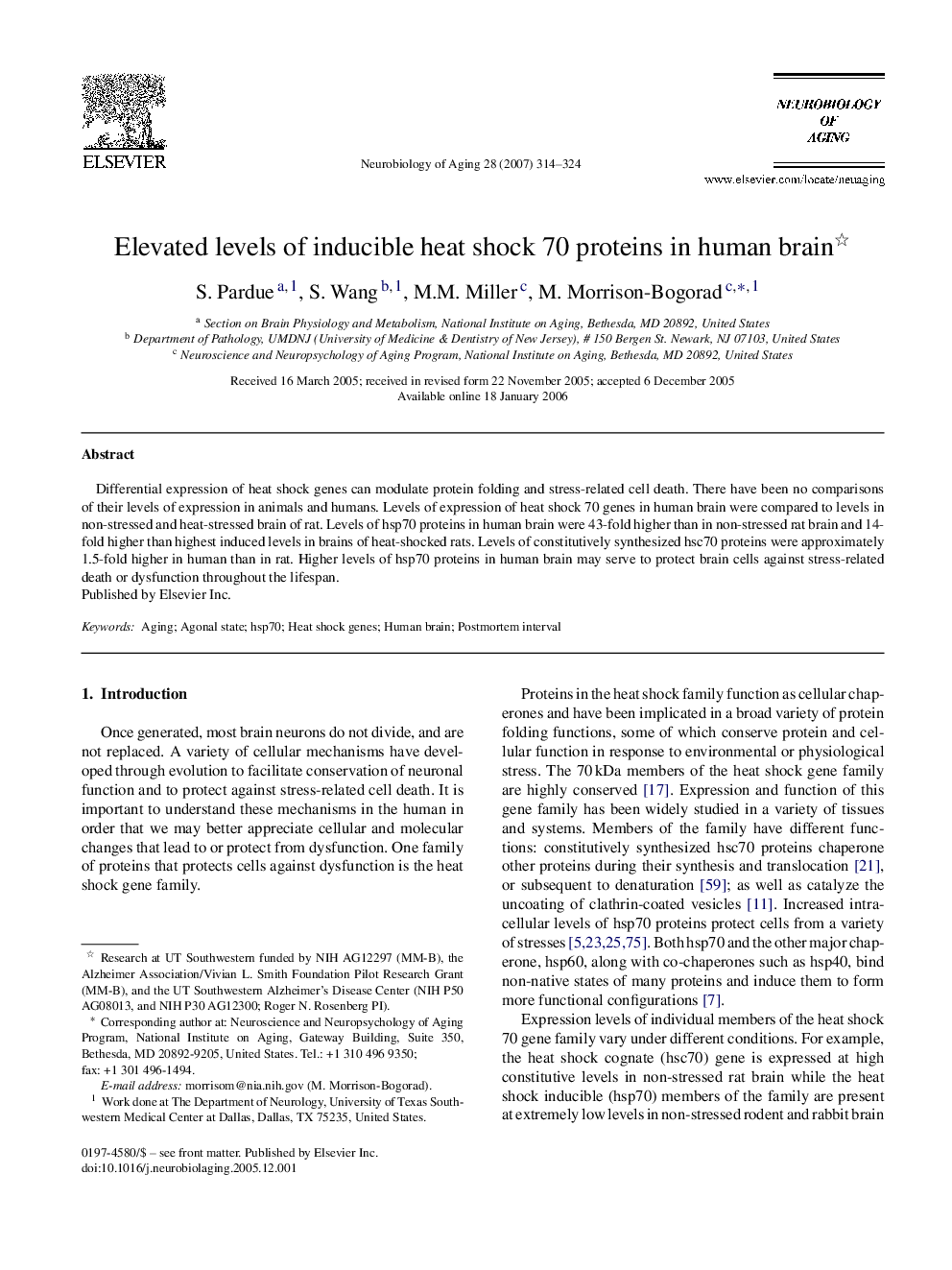 Elevated levels of inducible heat shock 70 proteins in human brain 