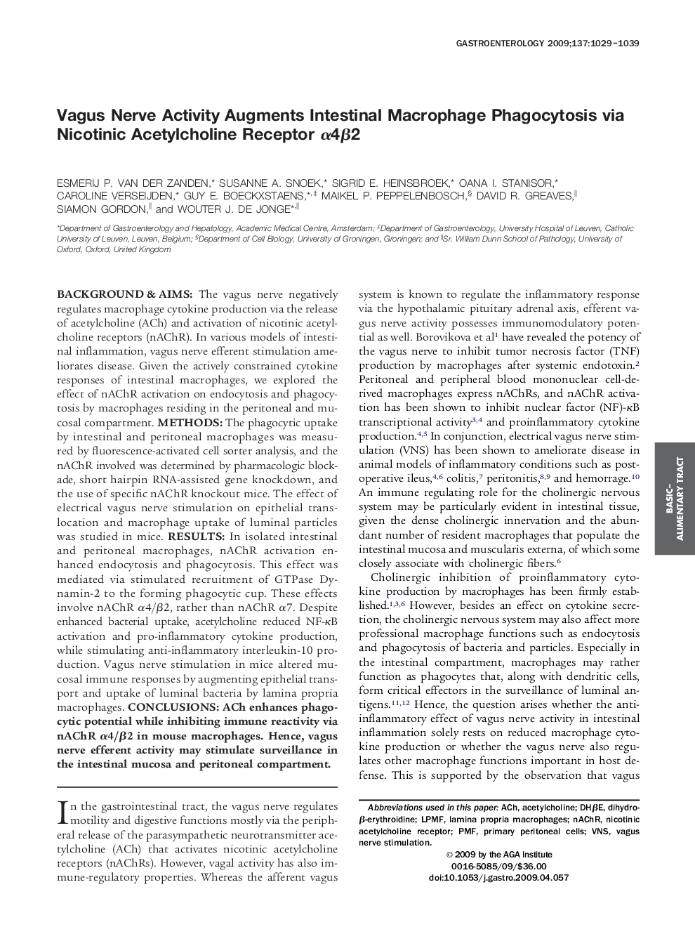 Vagus Nerve Activity Augments Intestinal Macrophage Phagocytosis via Nicotinic Acetylcholine Receptor Î±4Î²2