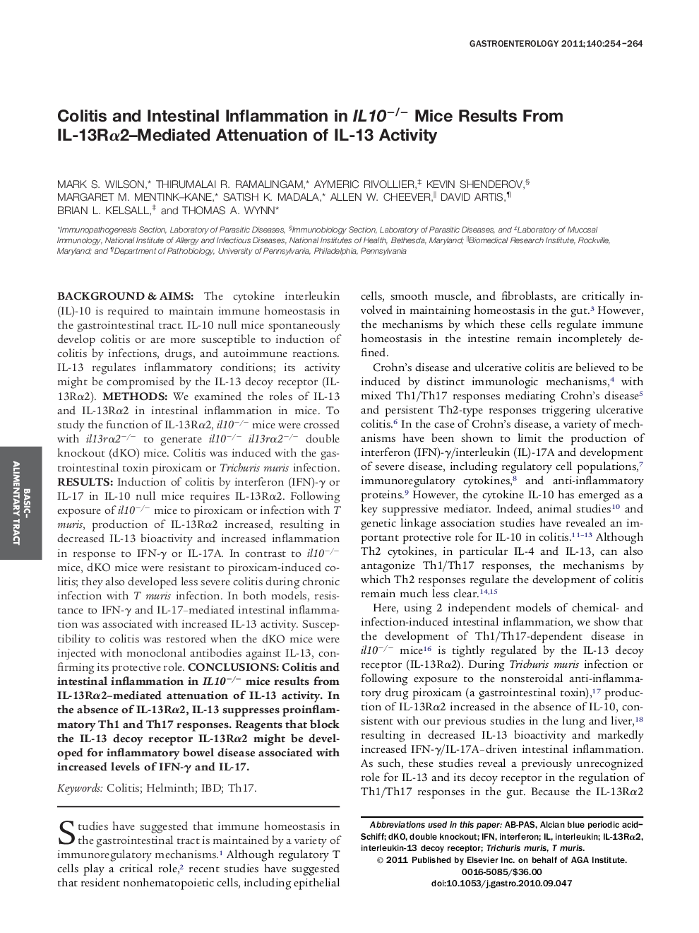 Colitis and Intestinal Inflammation in IL10â/â Mice Results From IL-13RÎ±2-Mediated Attenuation of IL-13 Activity