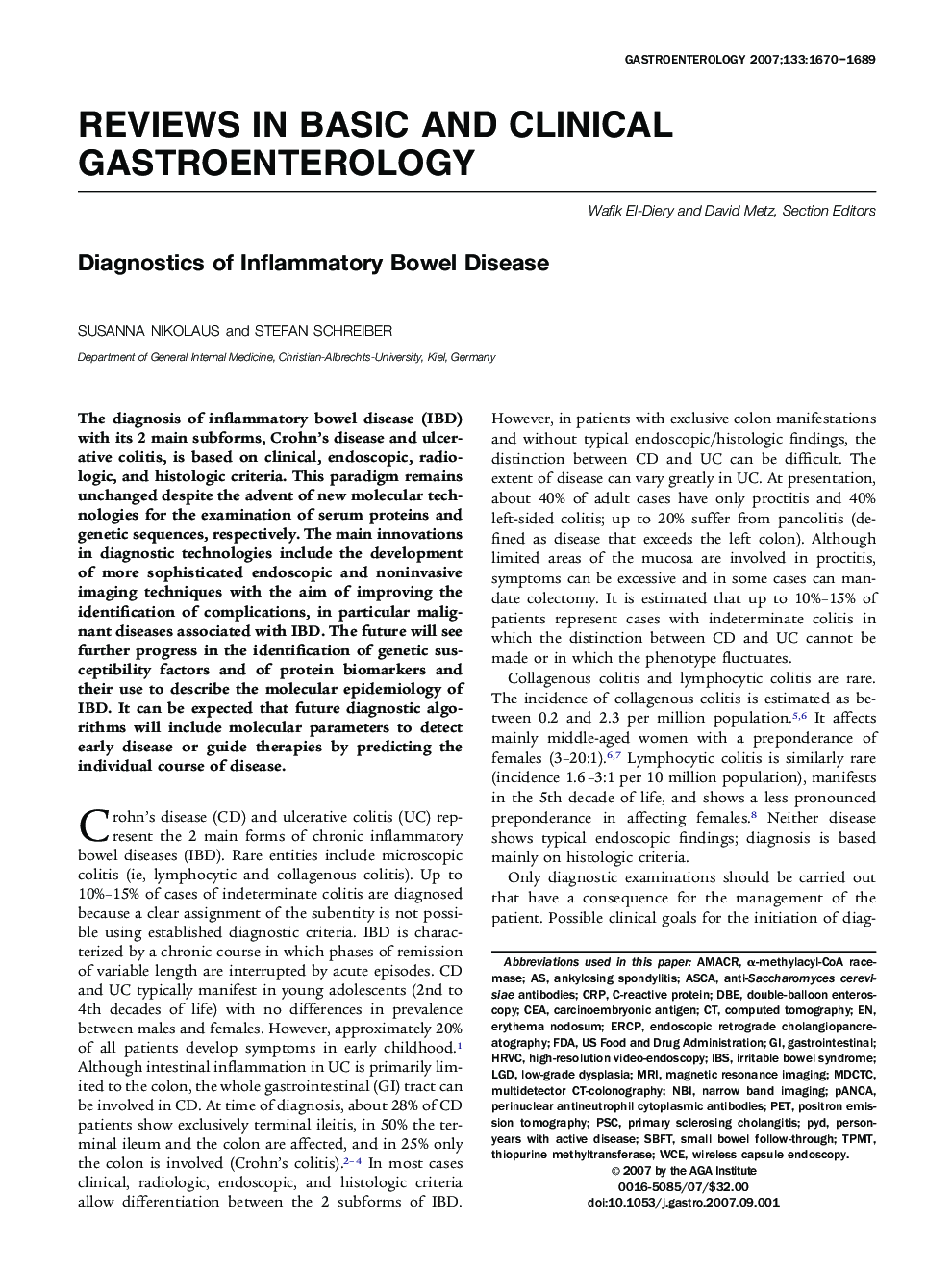 Diagnostics of Inflammatory Bowel Disease 