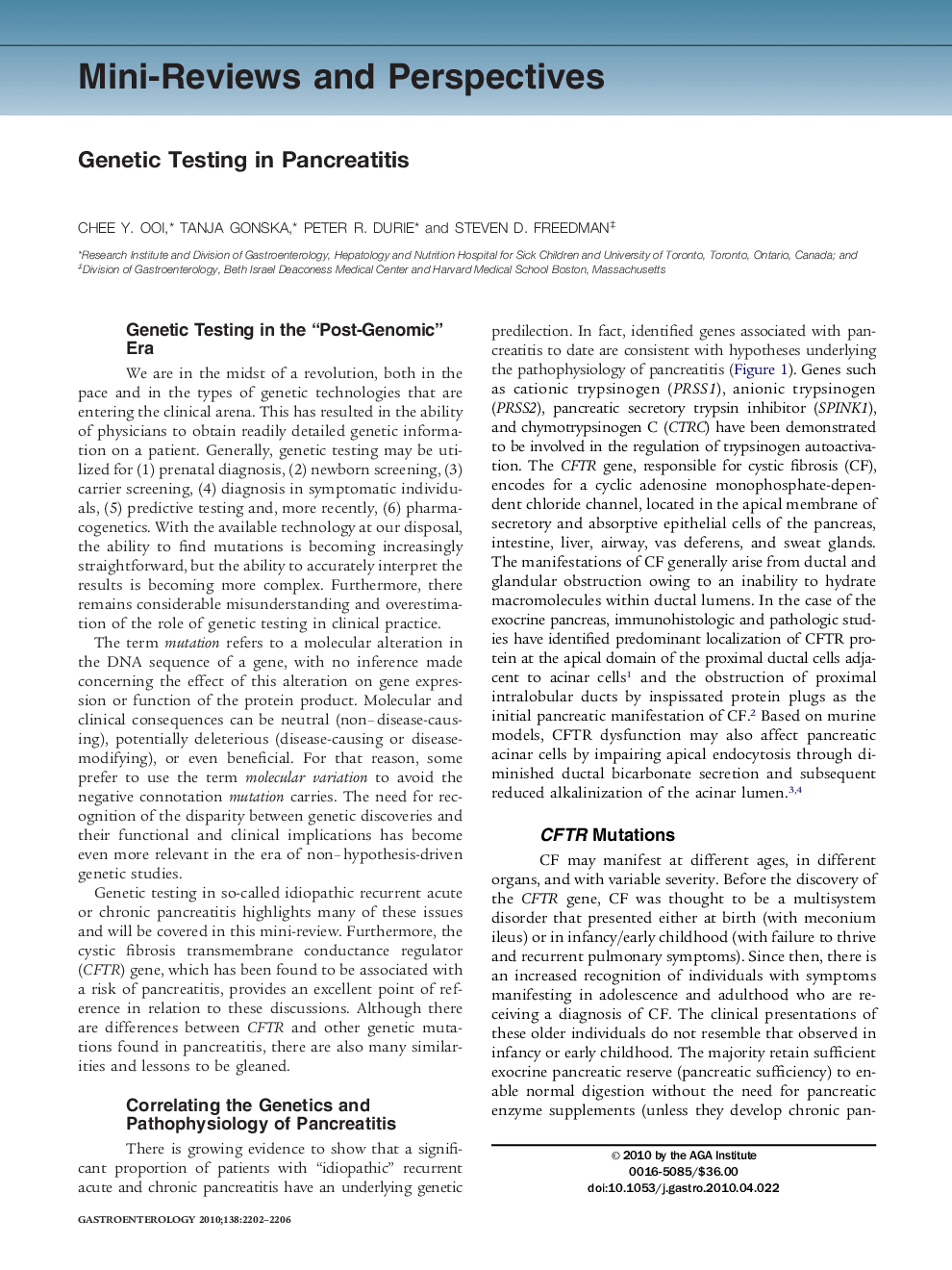 Genetic Testing in Pancreatitis