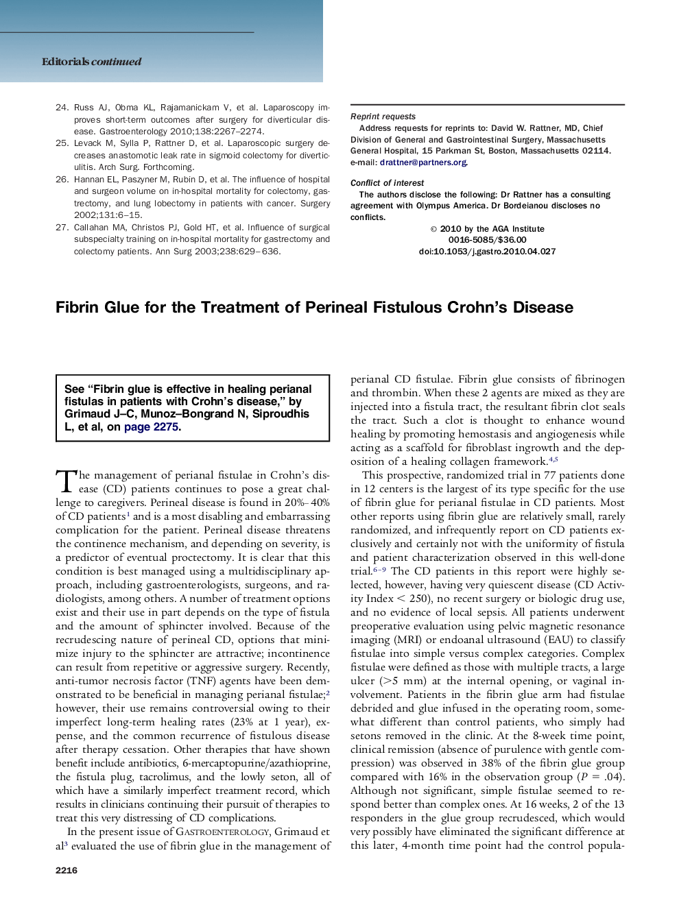 Fibrin Glue for the Treatment of Perineal Fistulous Crohn's Disease