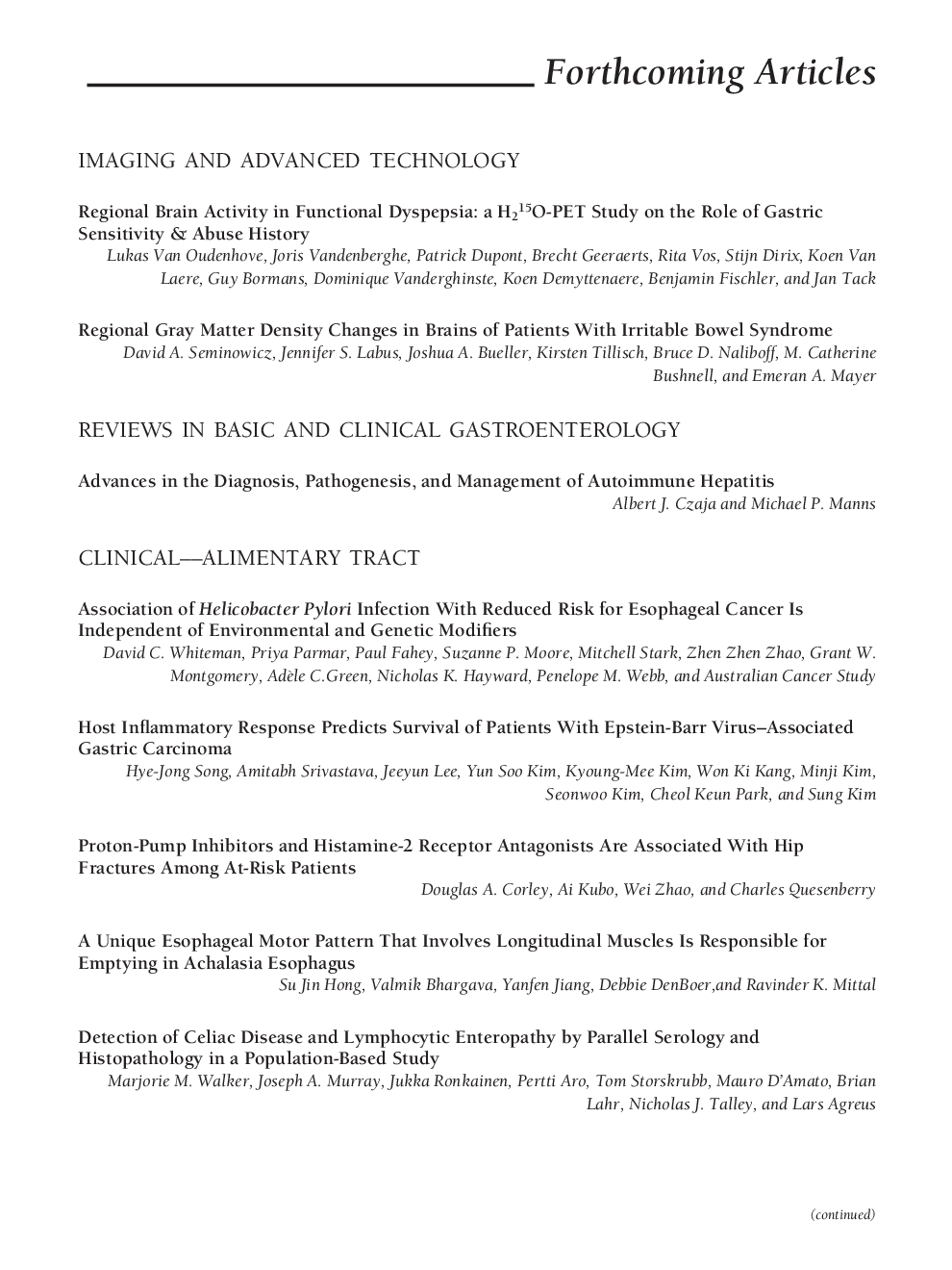 Forthcoming Articles