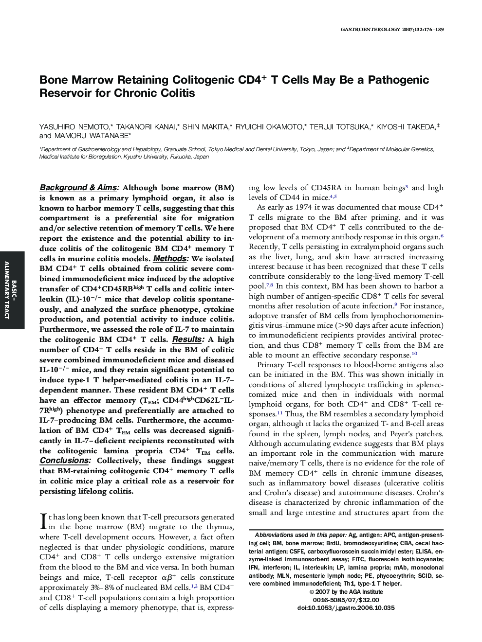 Bone Marrow Retaining Colitogenic CD4+ T Cells May Be a Pathogenic Reservoir for Chronic Colitis 