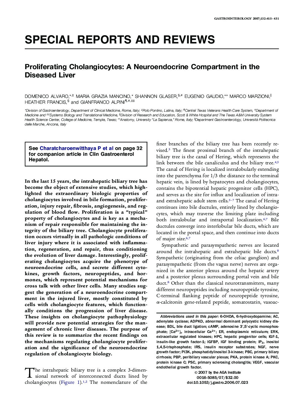 Proliferating Cholangiocytes: A Neuroendocrine Compartment in the Diseased Liver 