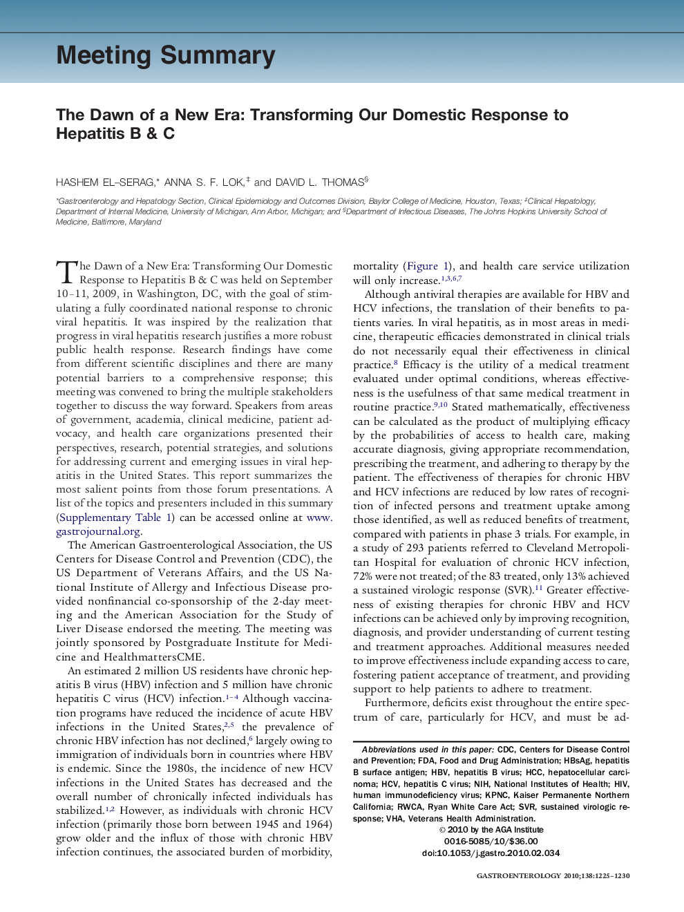 The Dawn of a New Era: Transforming Our Domestic Response to Hepatitis B & C