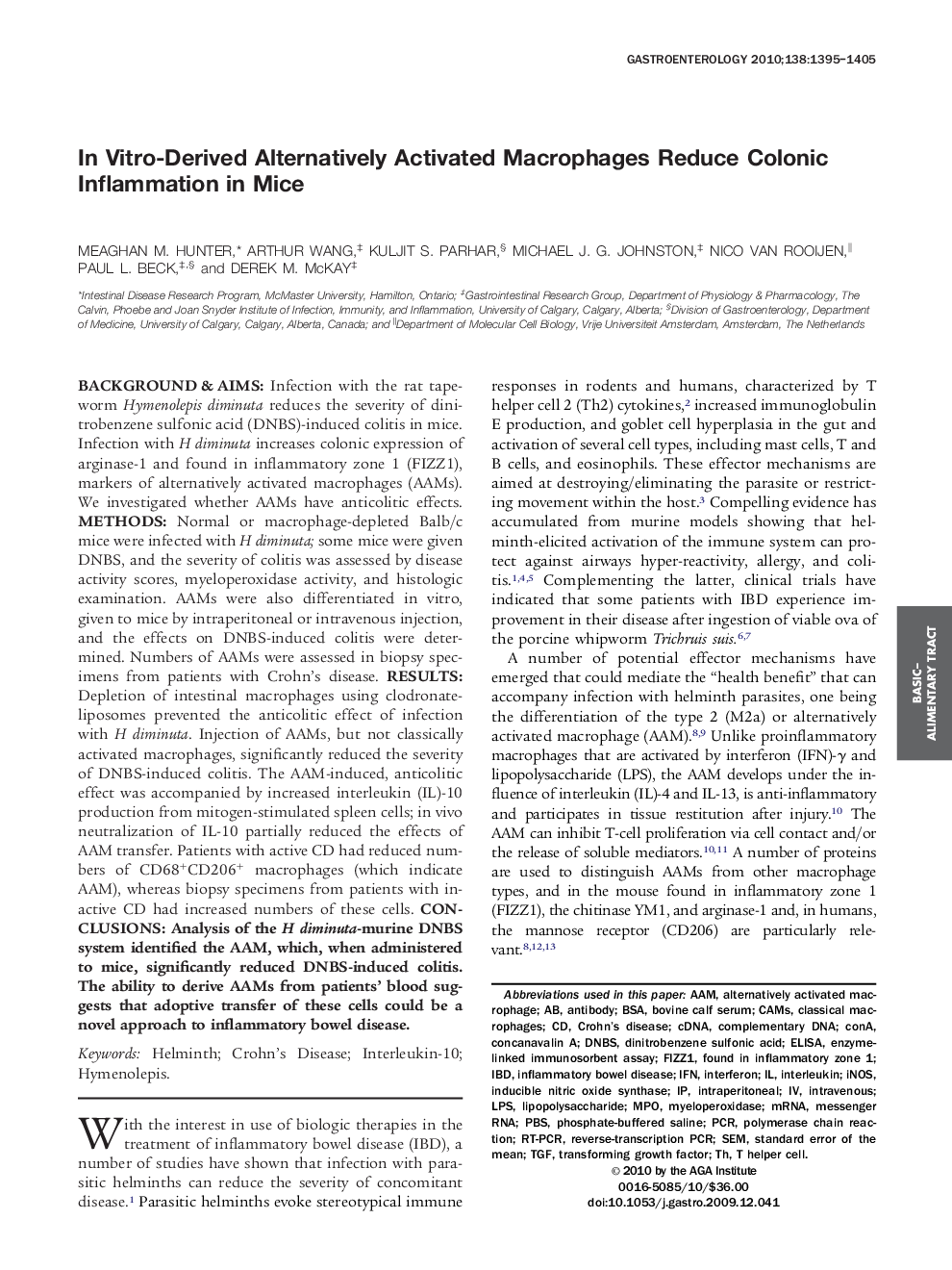 عکس صفحه اول مقاله: In Vitro-Derived Alternatively Activated Macrophages Reduce Colonic Inflammation in Mice In Vitro-Derived Alternatively Activated Macrophages Reduce Colonic Inflammation in Mice