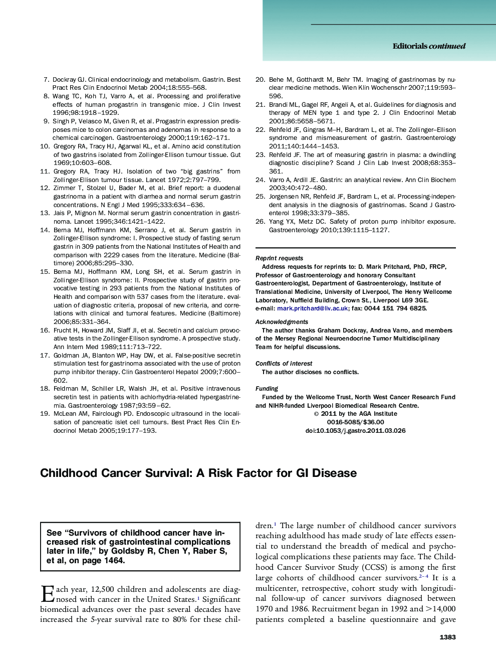 Childhood Cancer Survival: A Risk Factor for GI Disease