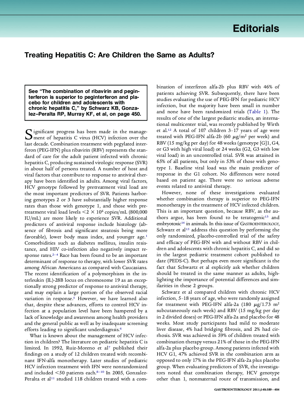 Treating Hepatitis C: Are Children the Same as Adults?