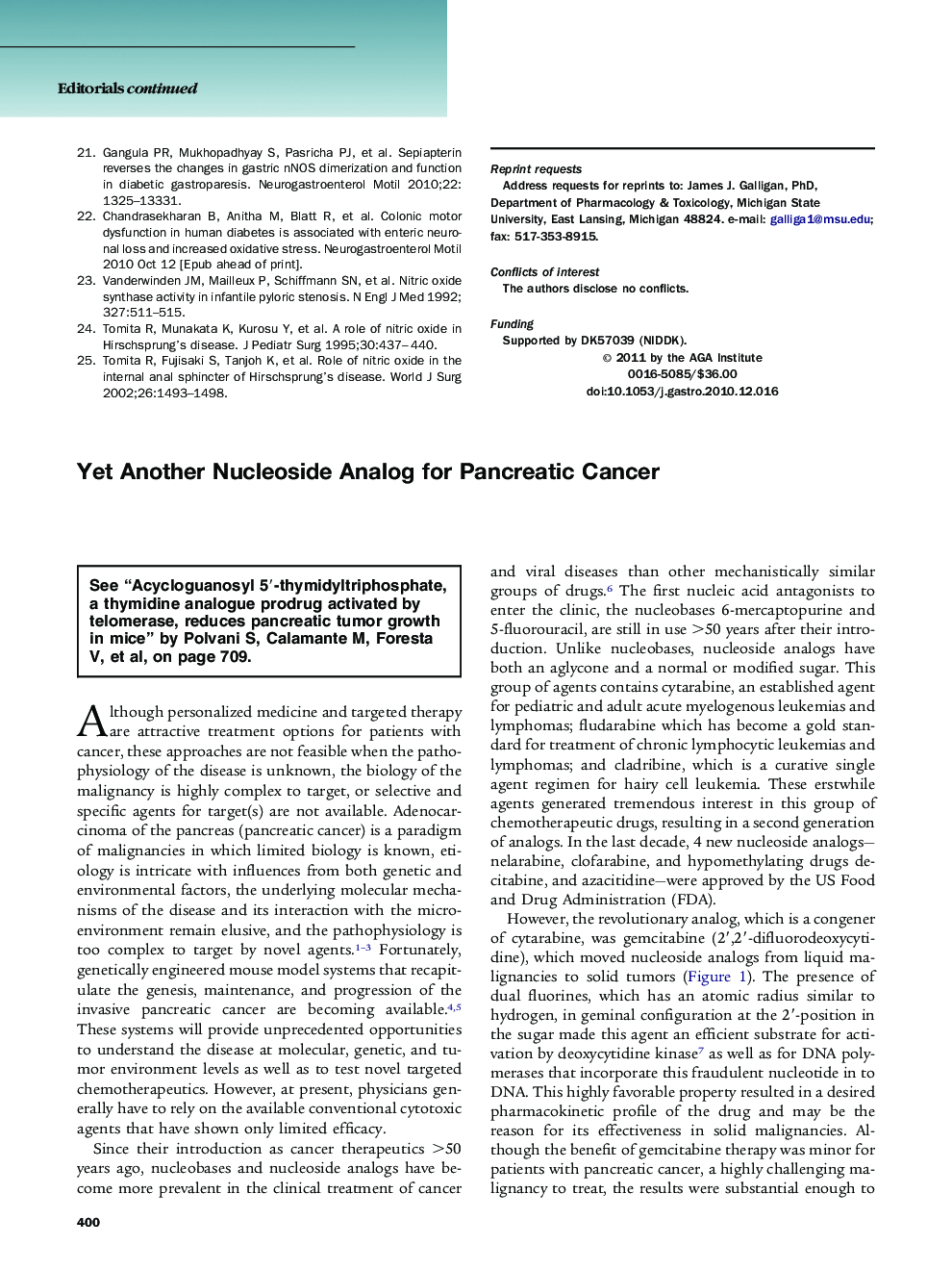 Yet Another Nucleoside Analog for Pancreatic Cancer