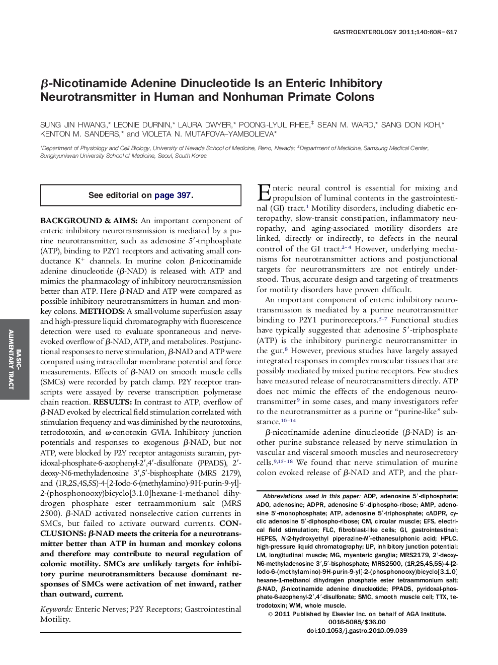 Î²-Nicotinamide Adenine Dinucleotide Is an Enteric Inhibitory Neurotransmitter in Human and Nonhuman Primate Colons