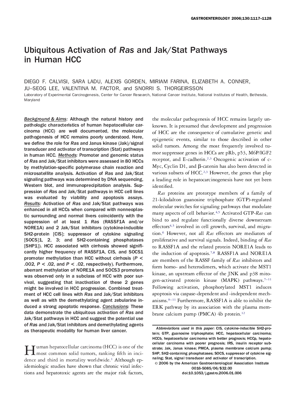 Ubiquitous Activation of Ras and Jak/Stat Pathways in Human HCC 