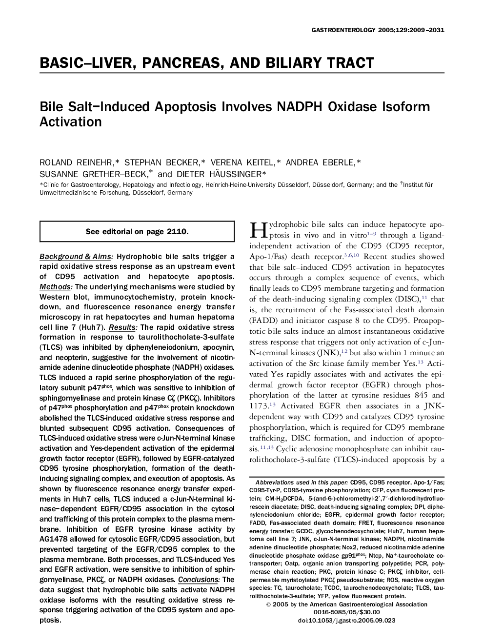 Bile Salt–Induced Apoptosis Involves NADPH Oxidase Isoform Activation 