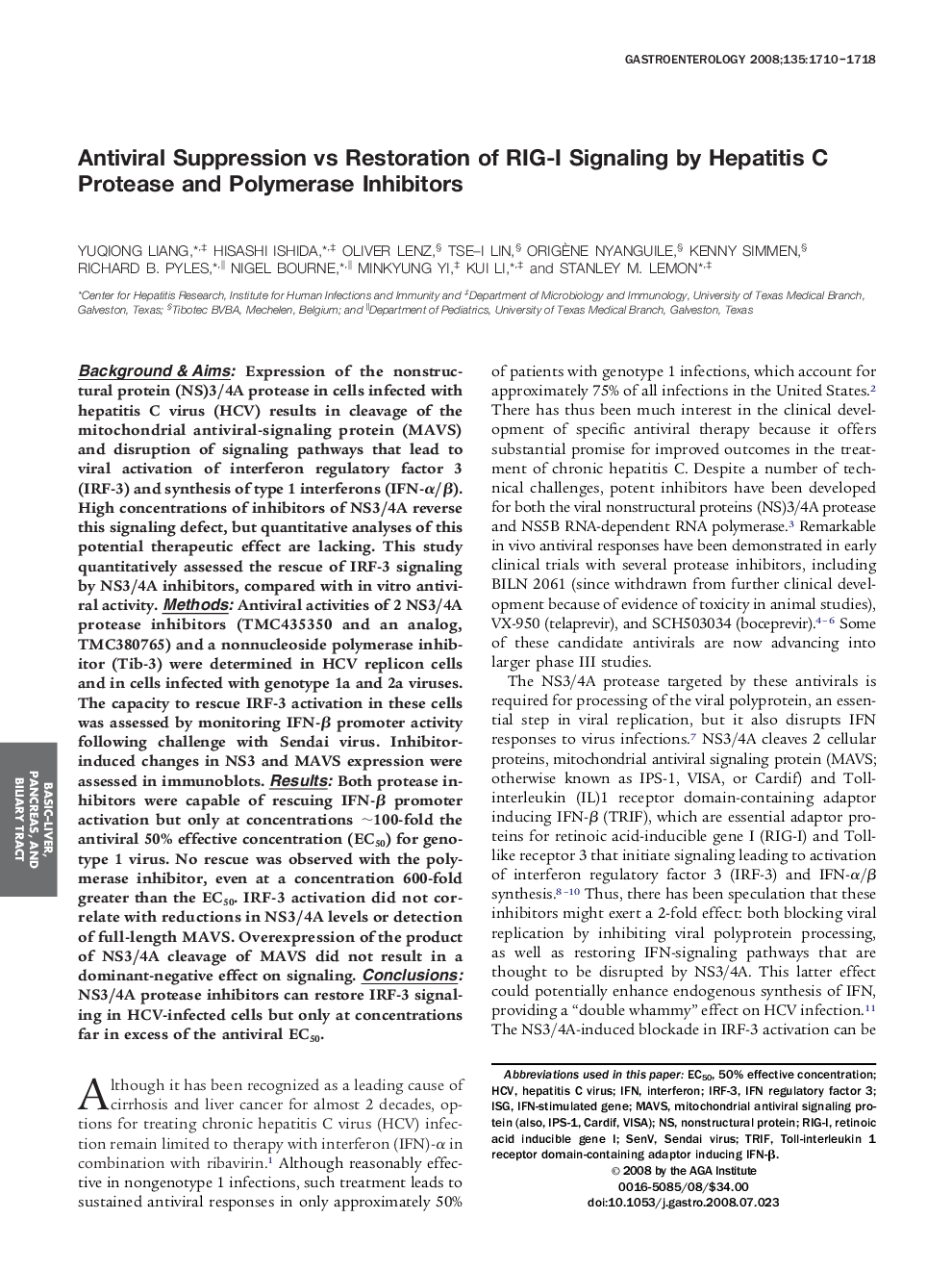 Antiviral Suppression vs Restoration of RIG-I Signaling by Hepatitis C Protease and Polymerase Inhibitors