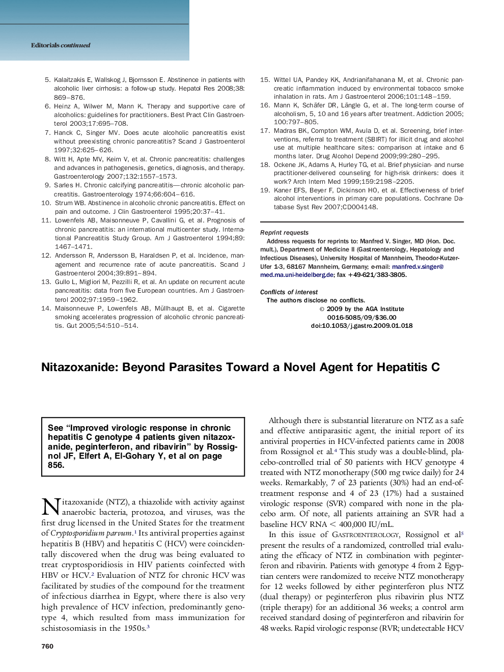 Nitazoxanide: Beyond Parasites Toward a Novel Agent for Hepatitis C
