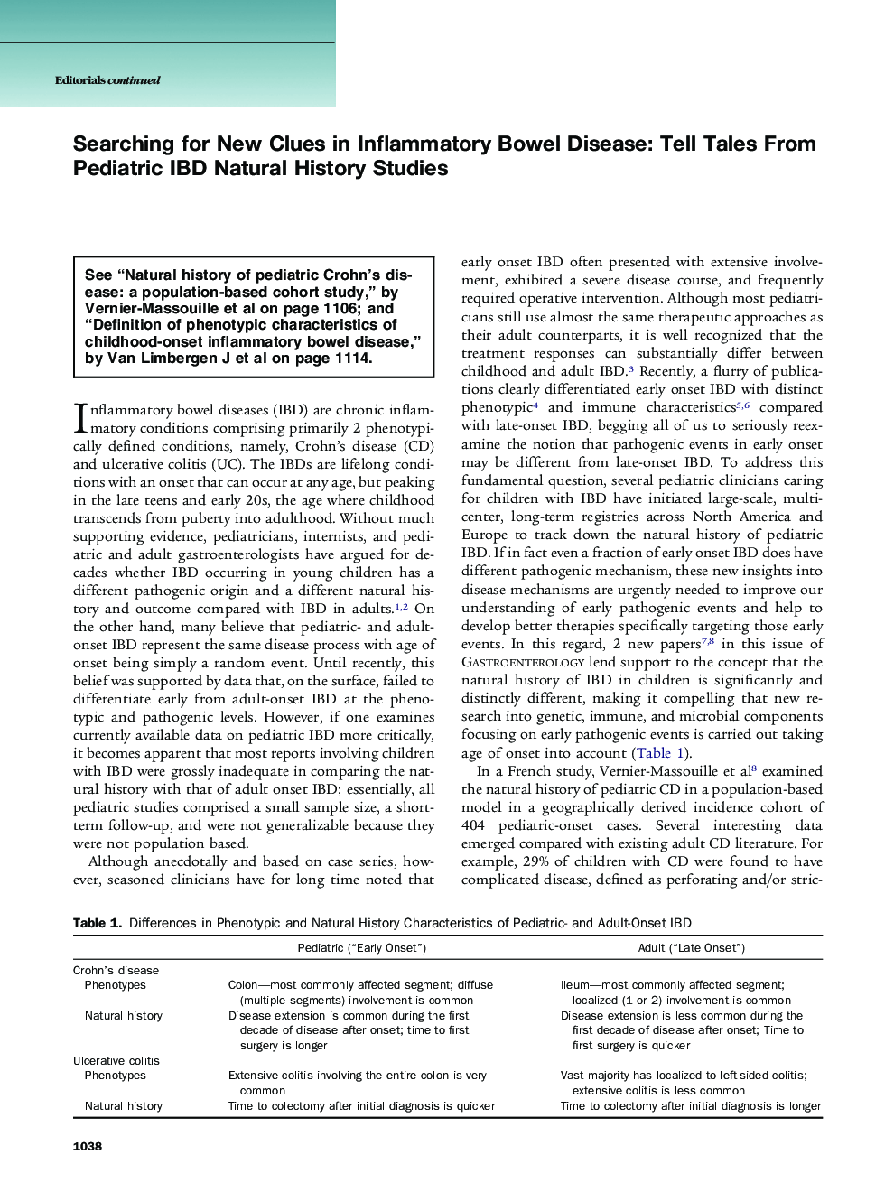 Searching for New Clues in Inflammatory Bowel Disease: Tell Tales From Pediatric IBD Natural History Studies