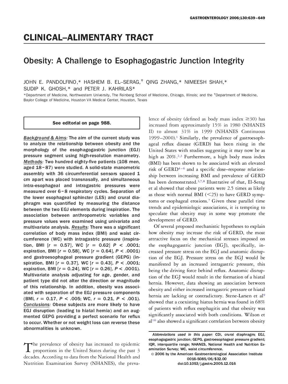 Obesity: A Challenge to Esophagogastric Junction Integrity 