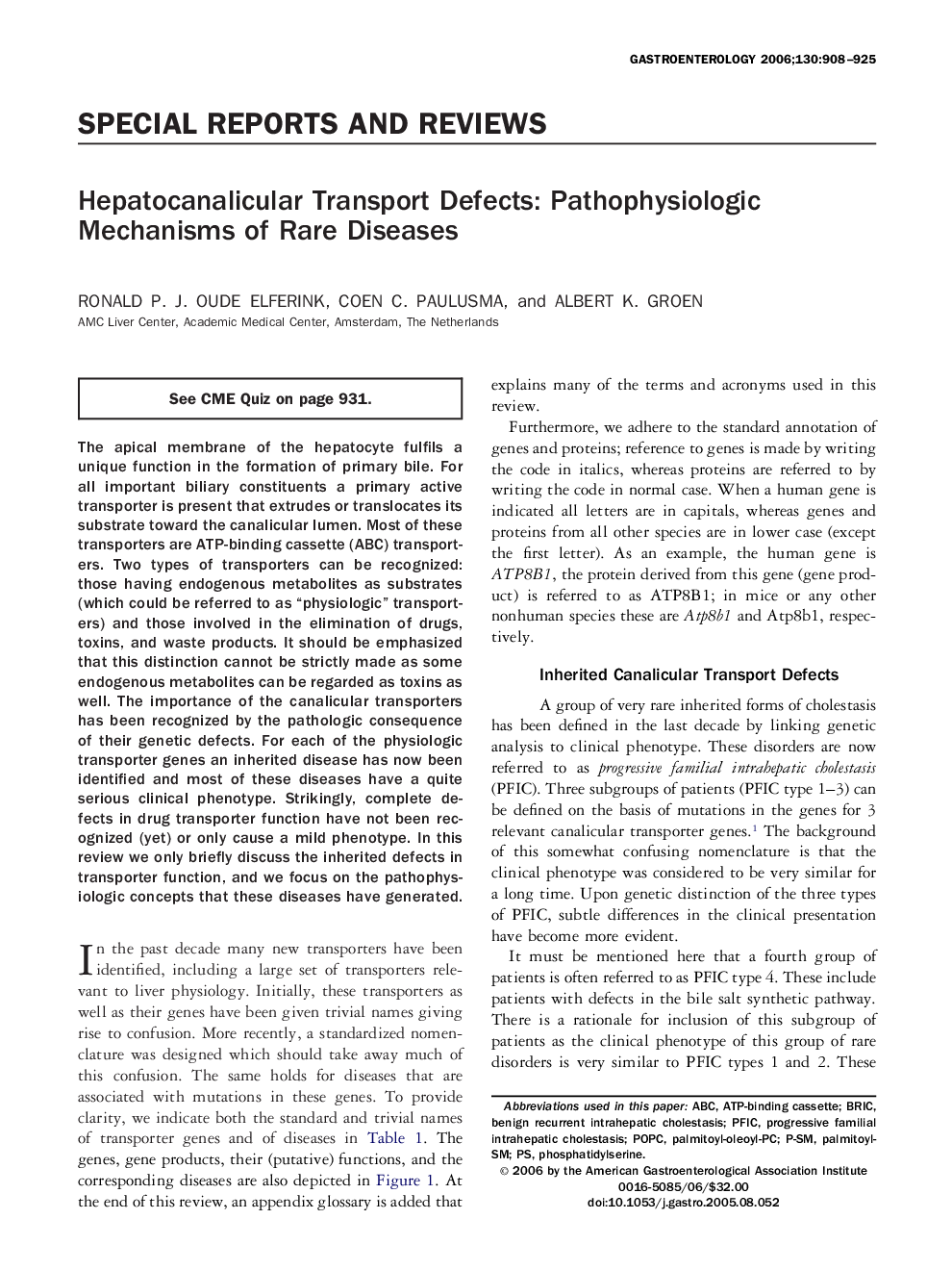 Hepatocanalicular Transport Defects: Pathophysiologic Mechanisms of Rare Diseases