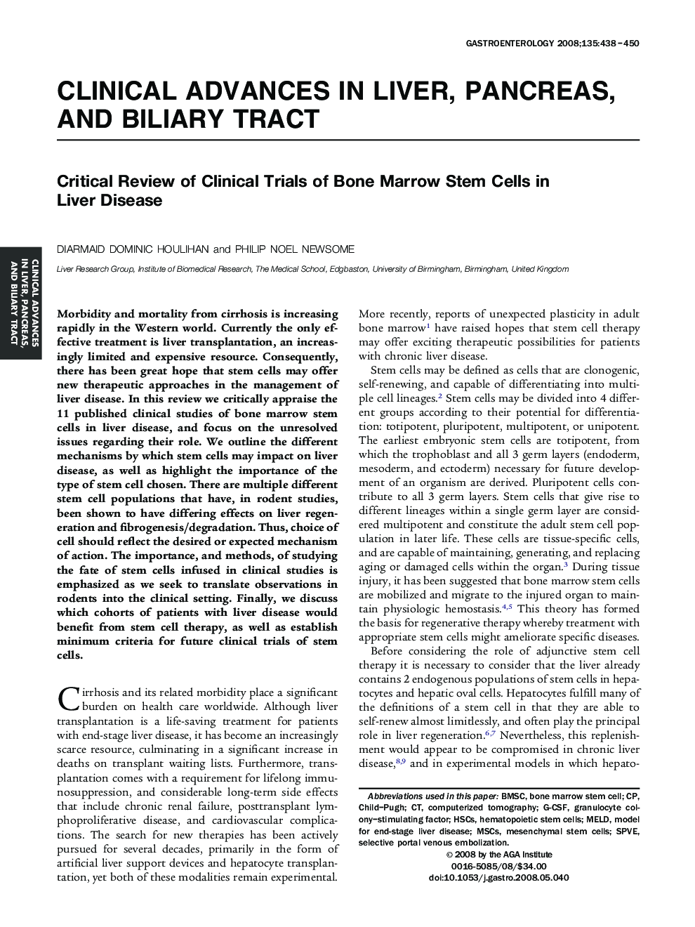 Critical Review of Clinical Trials of Bone Marrow Stem Cells in Liver Disease