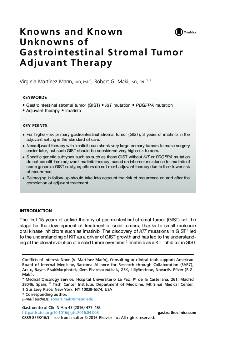 Knowns and Known Unknowns of Gastrointestinal Stromal Tumor Adjuvant Therapy