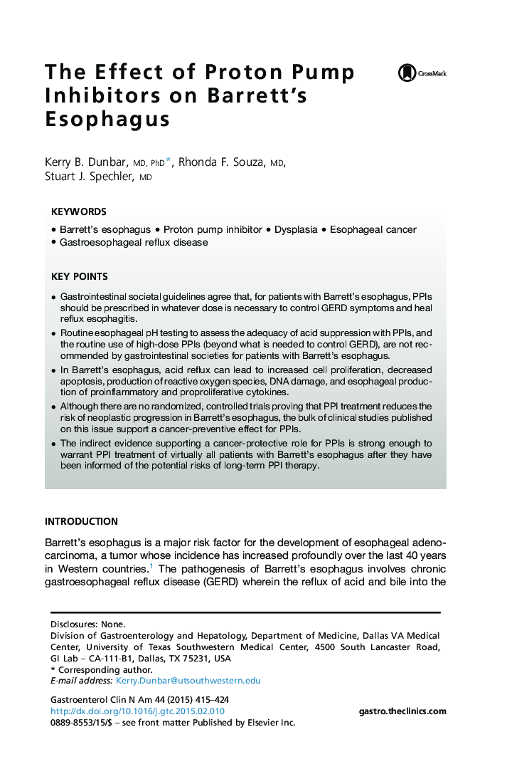 The Effect of Proton Pump Inhibitors on Barrett's Esophagus