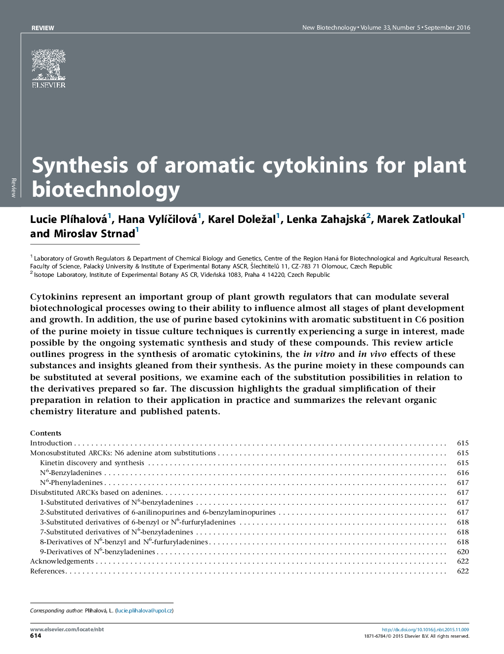 Synthesis of aromatic cytokinins for plant biotechnology