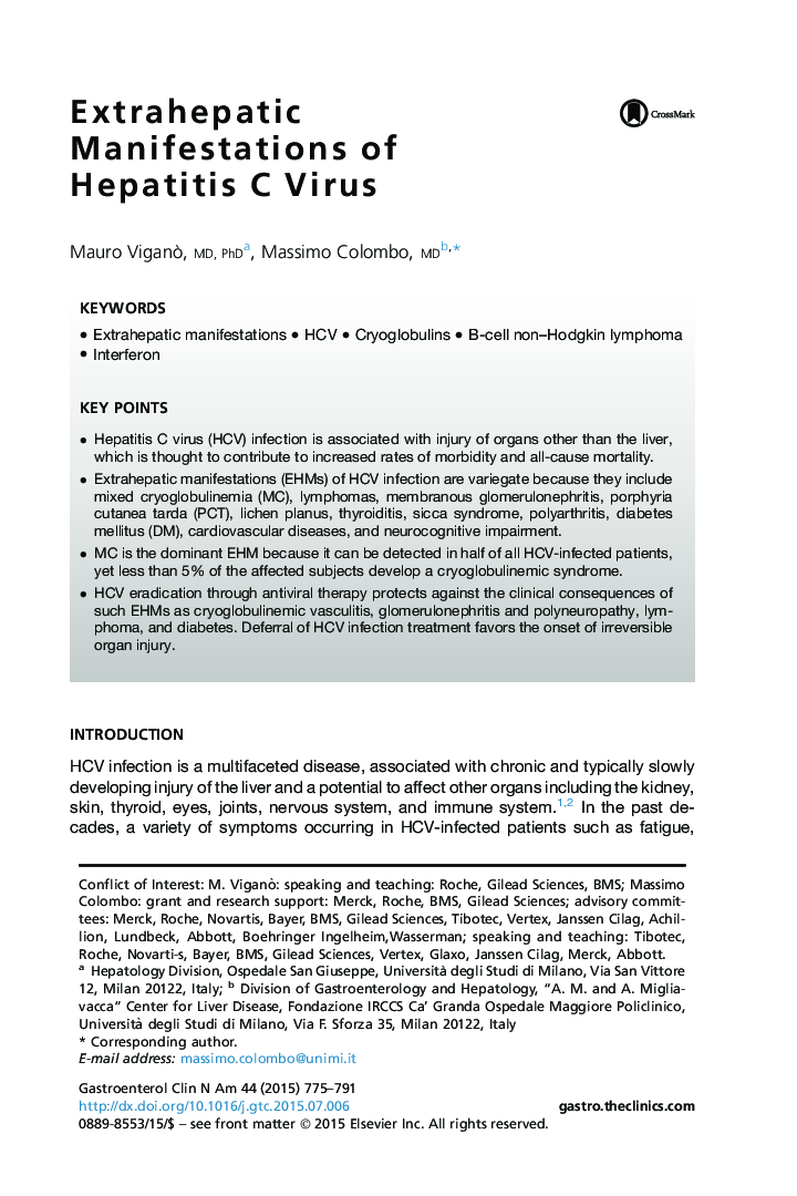 Extrahepatic Manifestations of Hepatitis C Virus