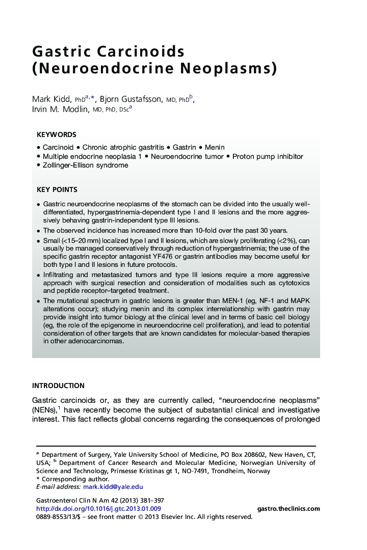 Gastric Carcinoids (Neuroendocrine Neoplasms)