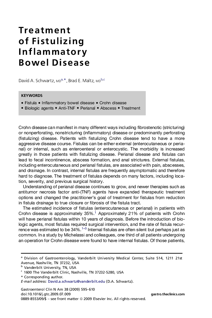 Treatment of Fistulizing Inflammatory Bowel Disease
