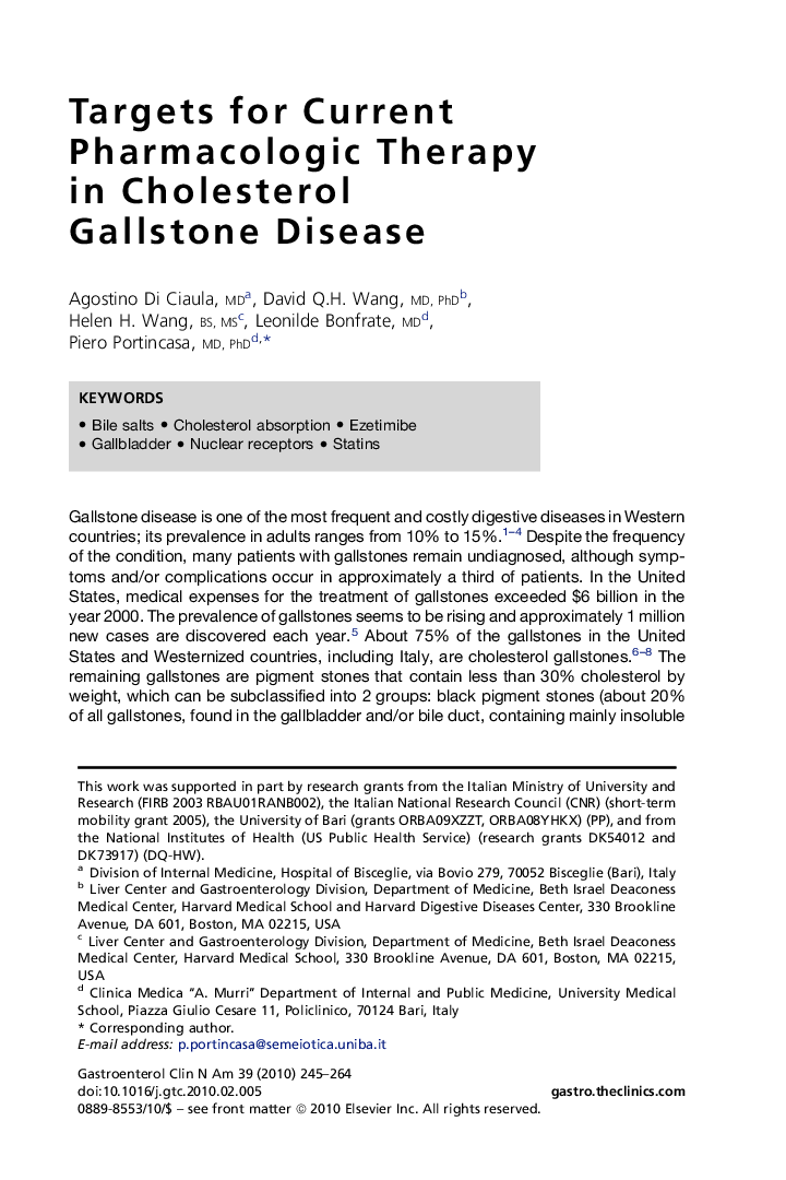 Targets for Current Pharmacologic Therapy in Cholesterol Gallstone Disease